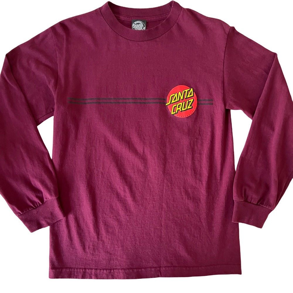 Santa Cruz Skateboards Maroon Long Sleeve Shirt - Size Small